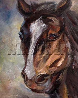 animal art horse portrait textured palette knife canvas oil painting 16x20inches