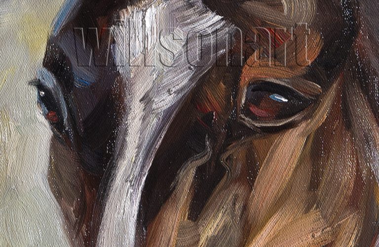 animal art horse portrait textured palette knife canvas oil painting 16x20inches