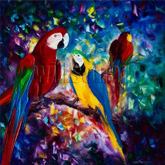 animal art parrot textured palette knife canvas oil painting