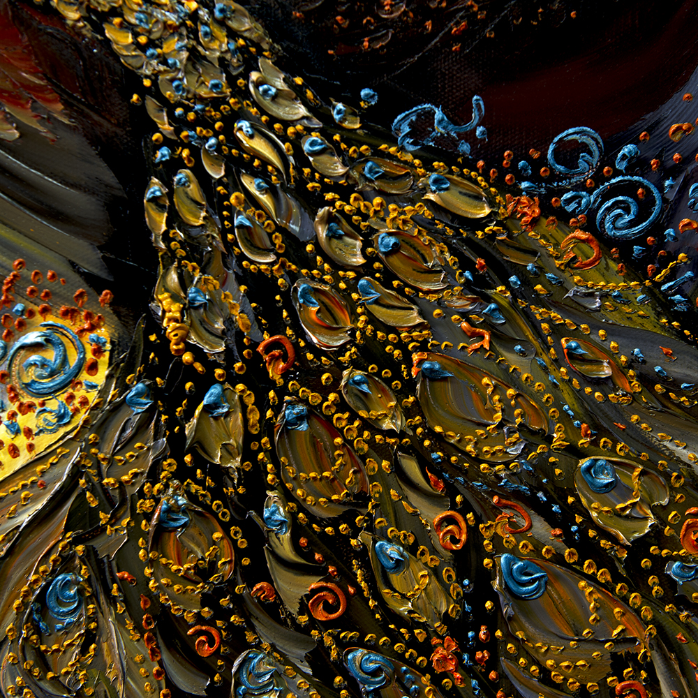 Peacock Animal Oil Painting Textured Palette Knife Contemporary Modern  Original Bird Art 20X40 – Original Textured Palette Knife Paintings by  Willson Lau