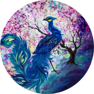 animal art peacock bird textured palette knife canvas painting
