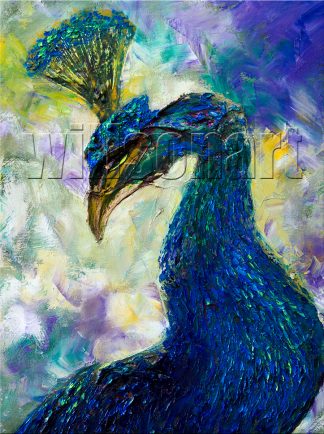 animal art peacock bird textured palette knife canvas painting wall decor 12x16inches