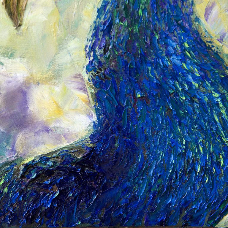 animal art peacock bird textured palette knife canvas painting wall decor 12x16inches