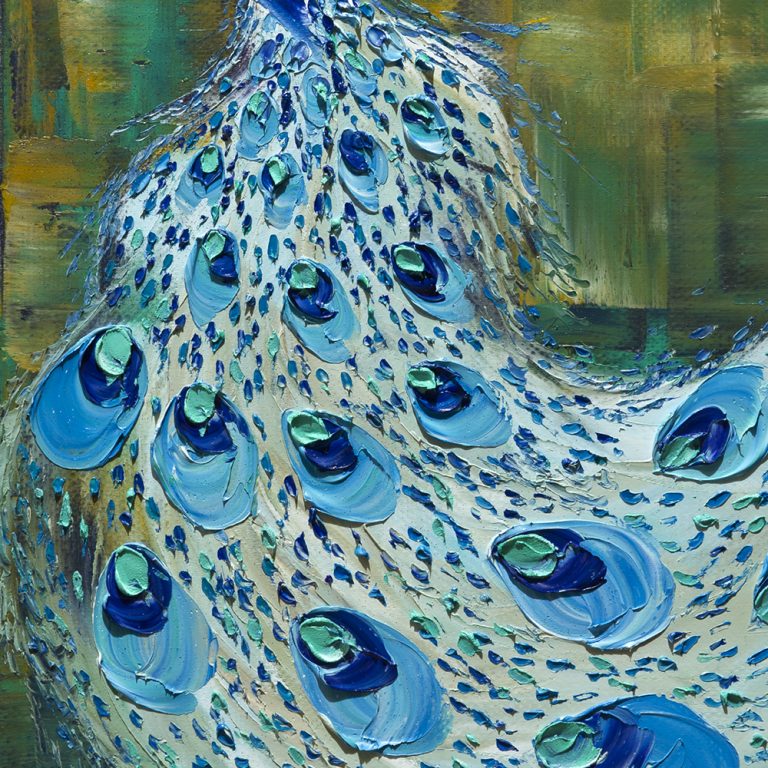 animal art peacock textured palette knife canvas oil painting wall decor 16x20inches