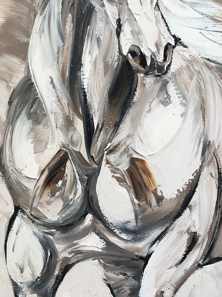 animal portrait textured palette knife horse canvas painting