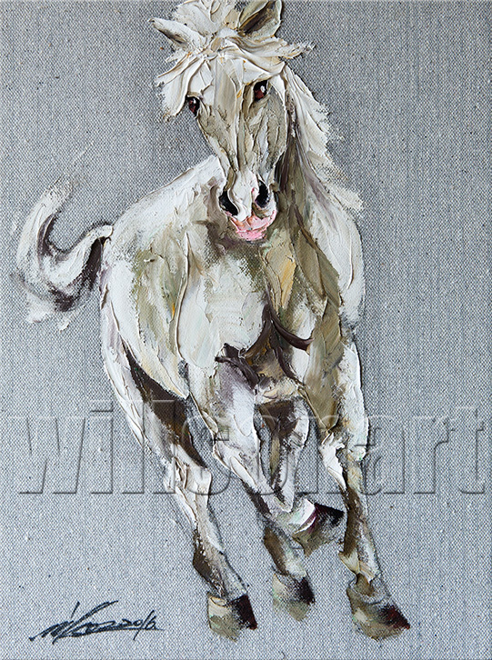 animal portrait textured palette knife horse oil painting 12x16inches