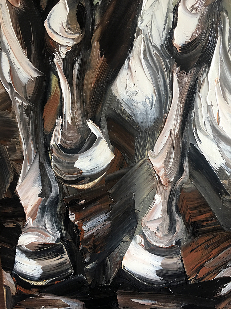 animal portrait textured palette knife horse oil painting 12x36inches