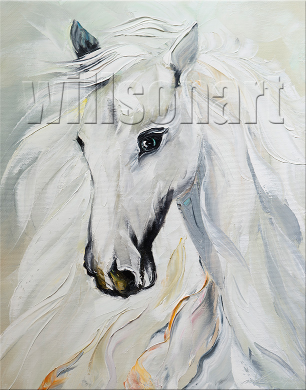 animal portrait textured palette knife horse oil painting 16x20inches
