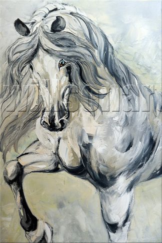 animal portrait textured palette knife horse oil painting 24x36inches