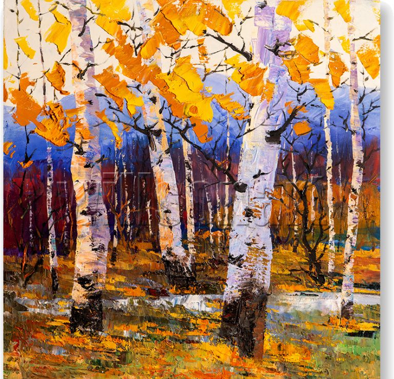 autumn birch forest landscape painting fall colors