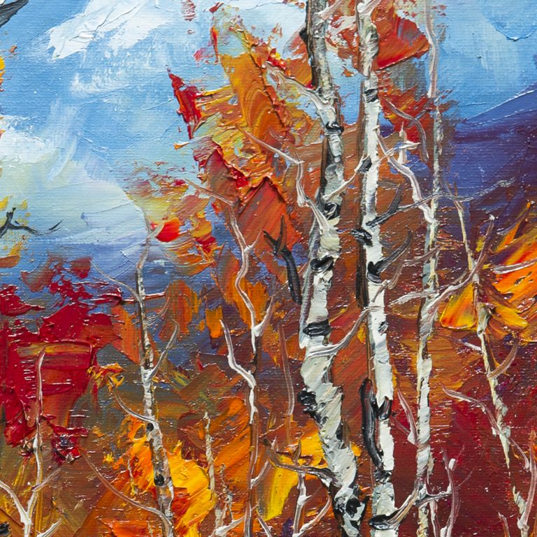 autumn birch oil painting