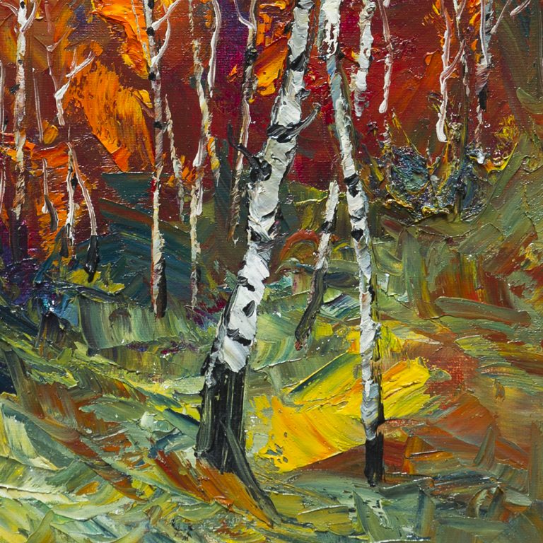 autumn birch oil painting