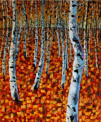 autumn landscape tree seasons forest textured canvas oil painting wall art