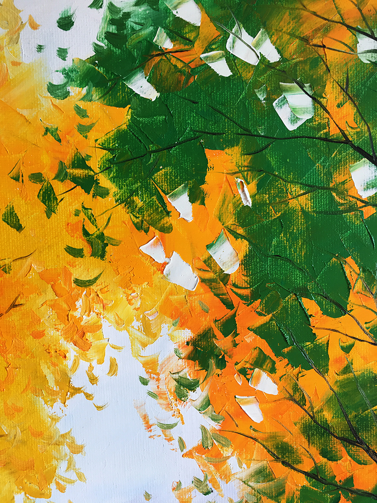 autumn landscape tree seasons textured canvas oil painting wall decor