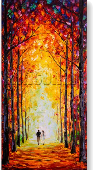 autumn path landscape oil painting