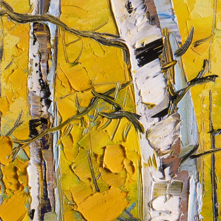 birch forest tree fall colors original landscape painting 16x20inches