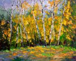 birch forest tree original landscape canvas painting 16x20inches