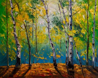 birch forest tree original landscape oil painting 16x20inches
