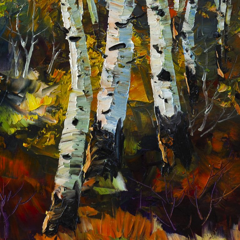 birch tree forest oil painting wall decor