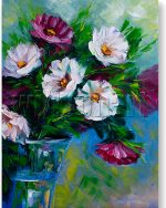 daisy textured palette knife painting wall decor