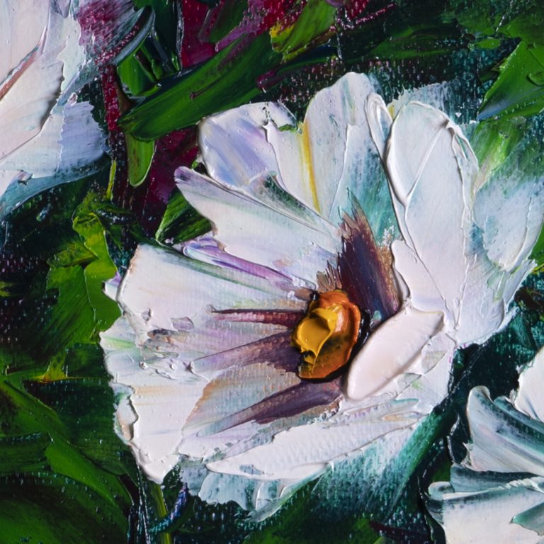 daisy textured palette knife painting wall decor