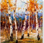 fall colors birch forest landscape painting