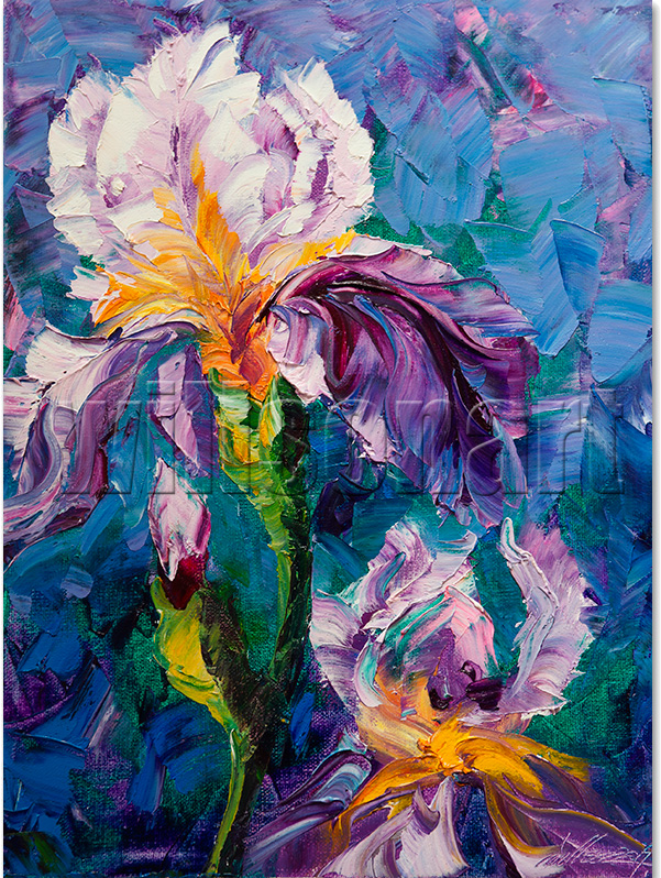 Iris Oil Painting Textured Palette Knife Original Art 16X20 – Original  Textured Palette Knife Paintings by Willson Lau