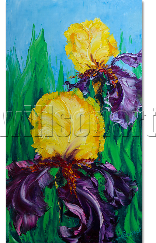 flower oil painting iris canvas art