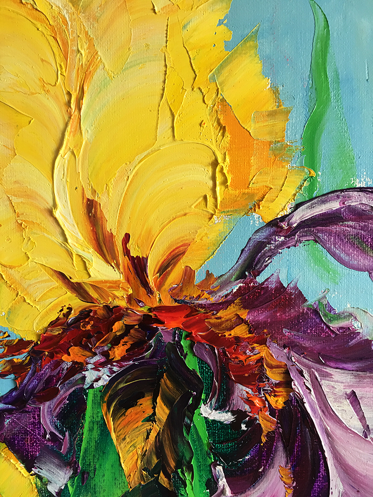 flower oil painting iris canvas art