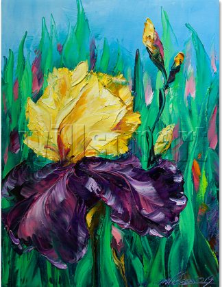flower oil painting iris canvas wall art