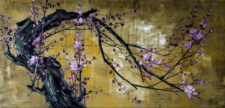 flower oil painting large wall art plum blossom 24x48inches