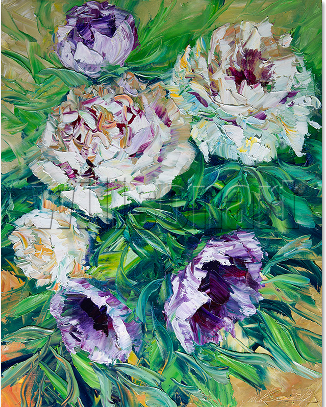 flower oil painting peony canvas art