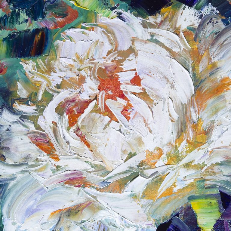 flower oil painting peony textured wall art