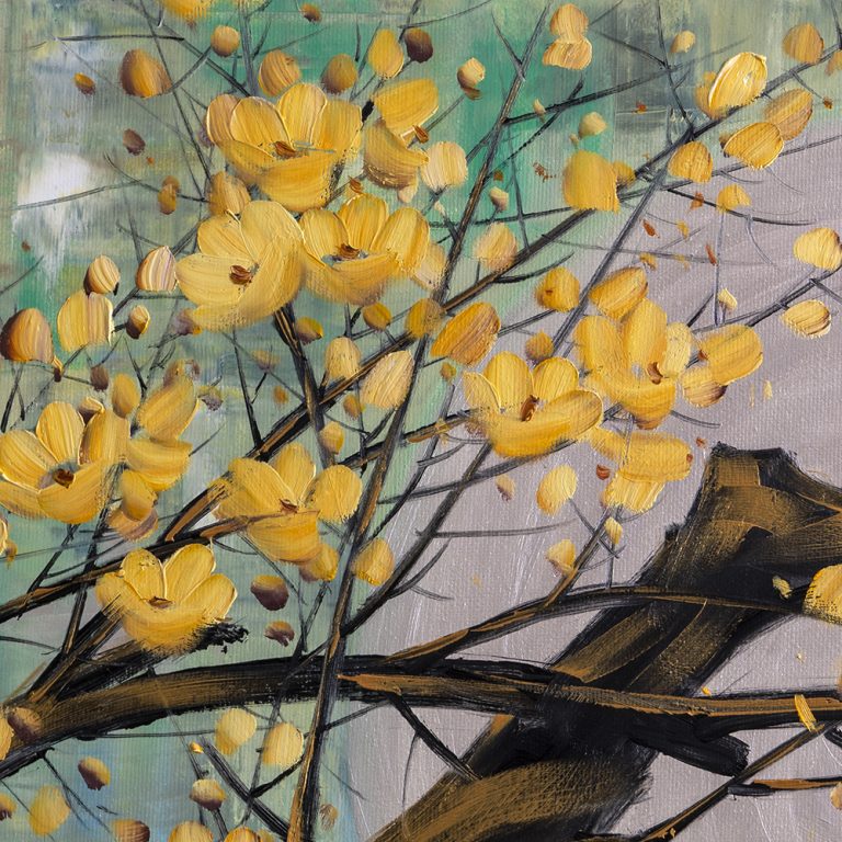 golden zen asian blossom canvas large oil painting