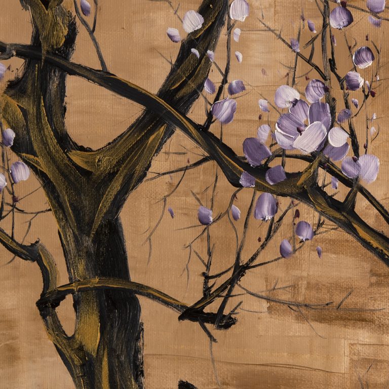 golden zen asian plum blossom flower large oil painting