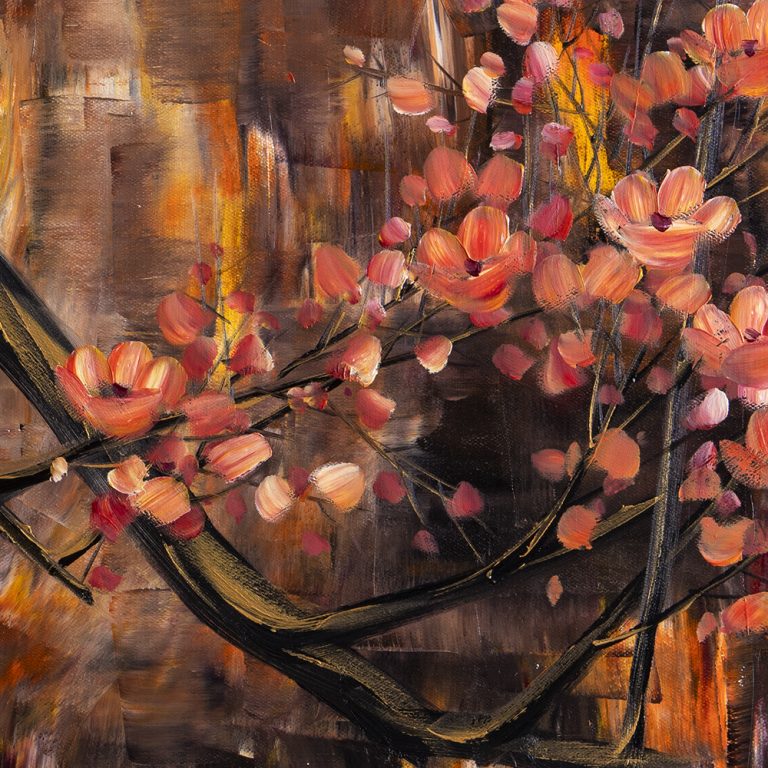 golden zen asian plum blossom large oil painting