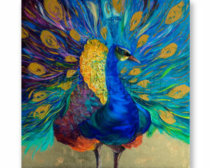 impasto painting peacock animal bird canvas wall art