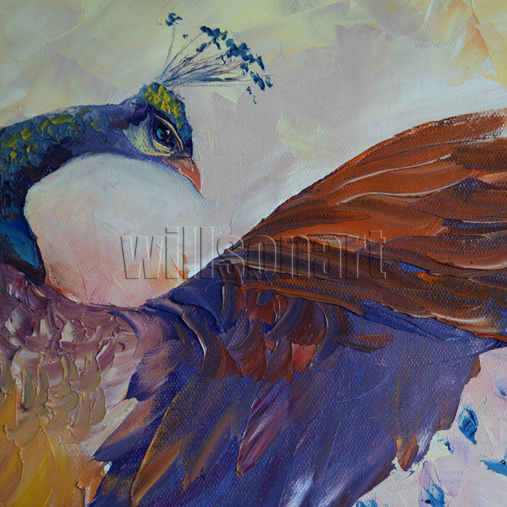 Peacock Animal Oil Painting Textured Palette Knife Contemporary Modern  Original Bird Art 20X40 – Original Textured Palette Knife Paintings by  Willson Lau