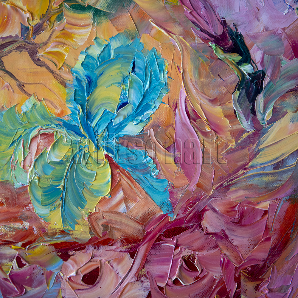 Original Peacock Canvas Oil Painting Textured Palette Knife Modern Animal  Art 16X20 – Original Textured Palette Knife Paintings by Willson Lau