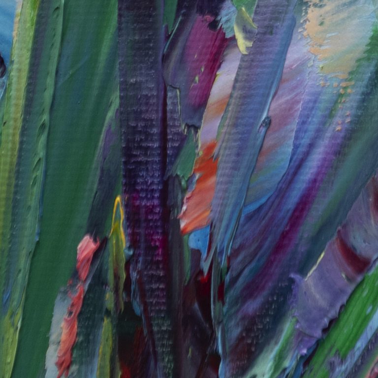 iris flower textured palette knife oil painting