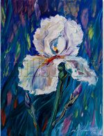 iris flower textured palette knife painting wall art