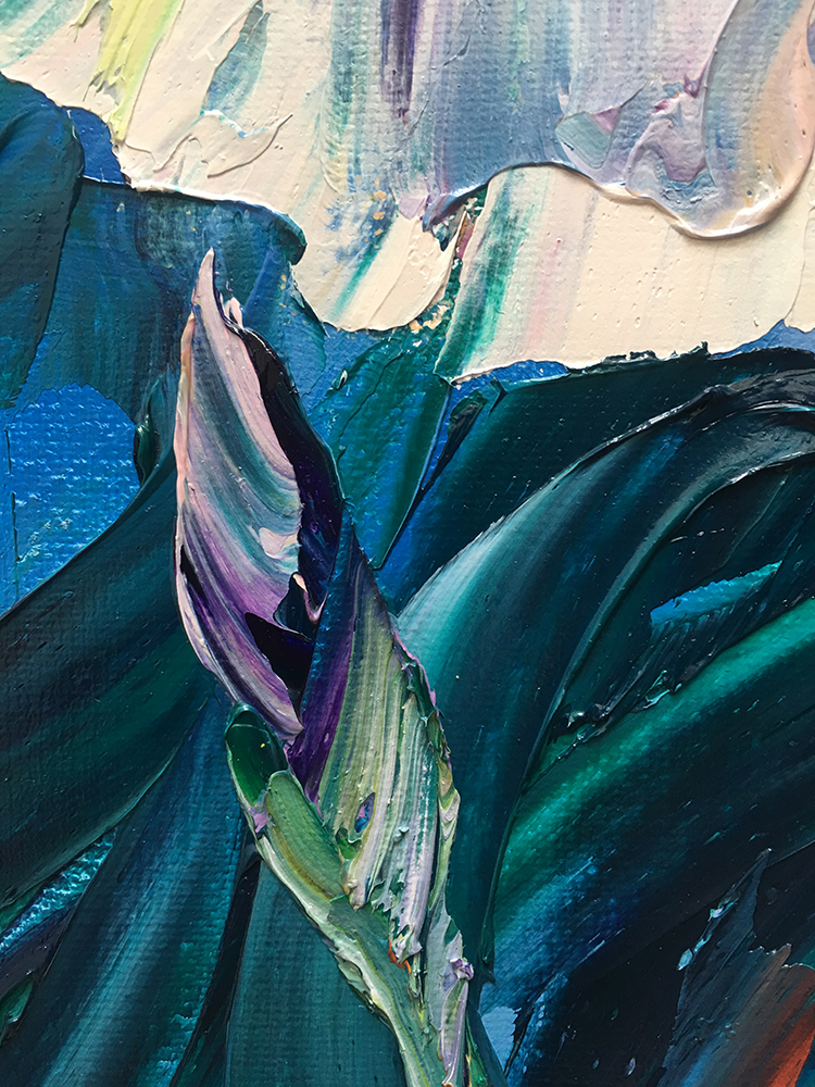 iris flower textured palette knife painting wall art