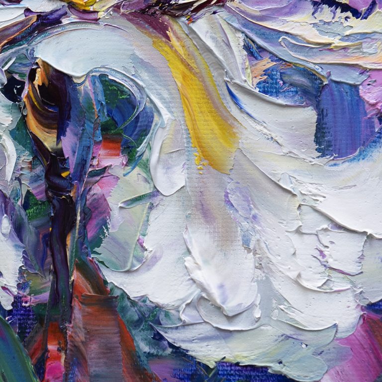 iris textured palette knife oil painting