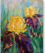 iris yellow flower textured palette knife oil painting