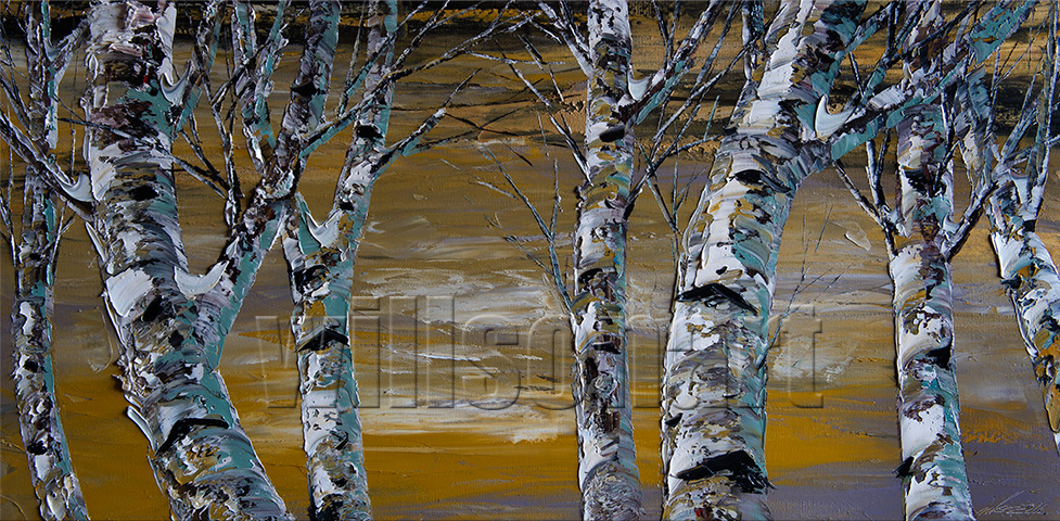 landscape birch forest textured canvas oil painting home decor