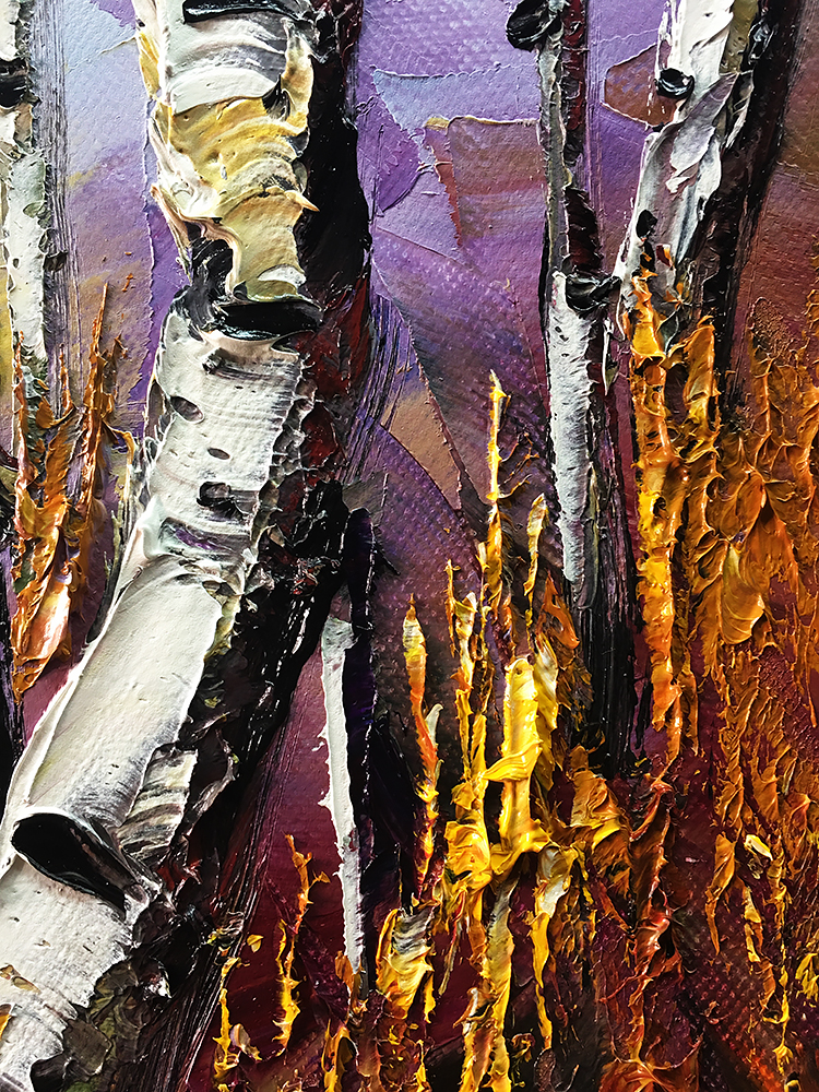landscape birch forest textured oil painting home decor