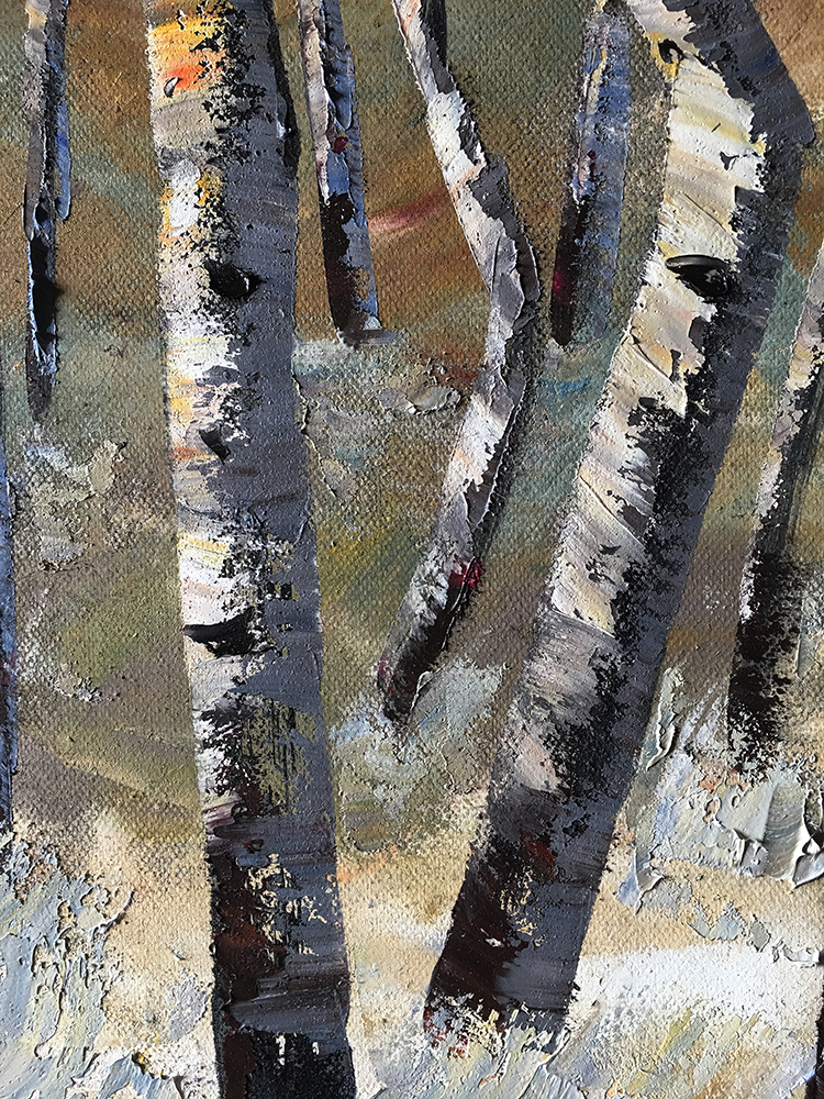 landscape birch tree oil painting wall decor