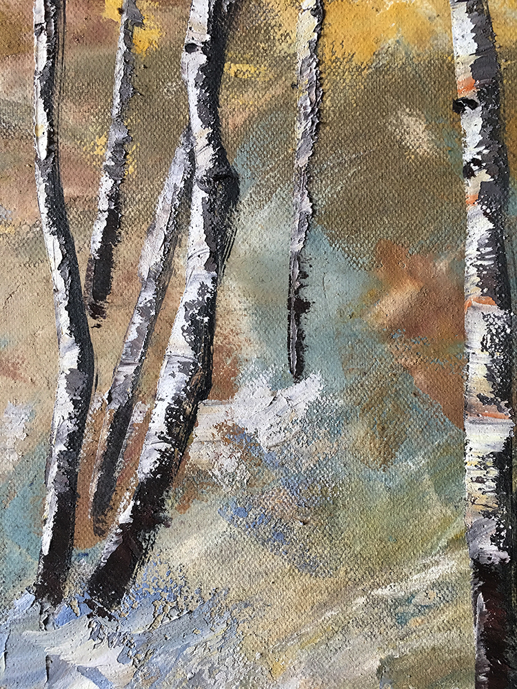 landscape birch tree oil painting wall decor