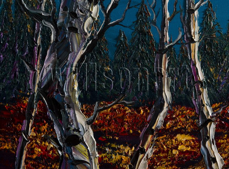 landscape tree birch forest textured canvas oil painting interior art 12x16inches