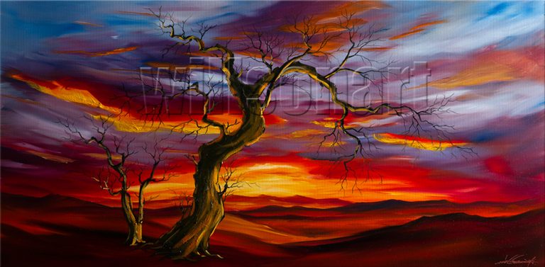landscape tree sunrise large oil painting wall decor